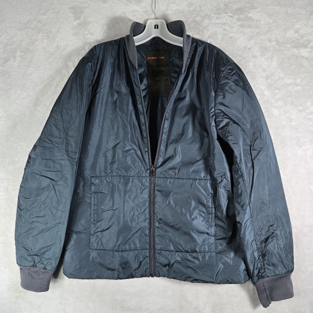 Prada Nylon Bomber Jacket Size 50 / L Mens Blue Teal Full Zip Lightweight Italy